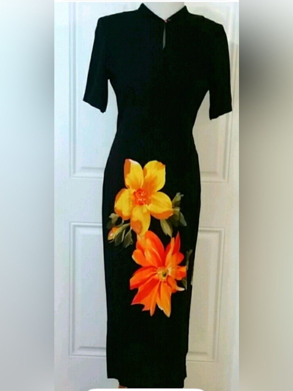 WNY vintage Black Floral  dress size 16